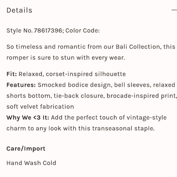 Free People Tightrope Romper Mini Bali Collection Velvet Size XS - Picture 13 of 16